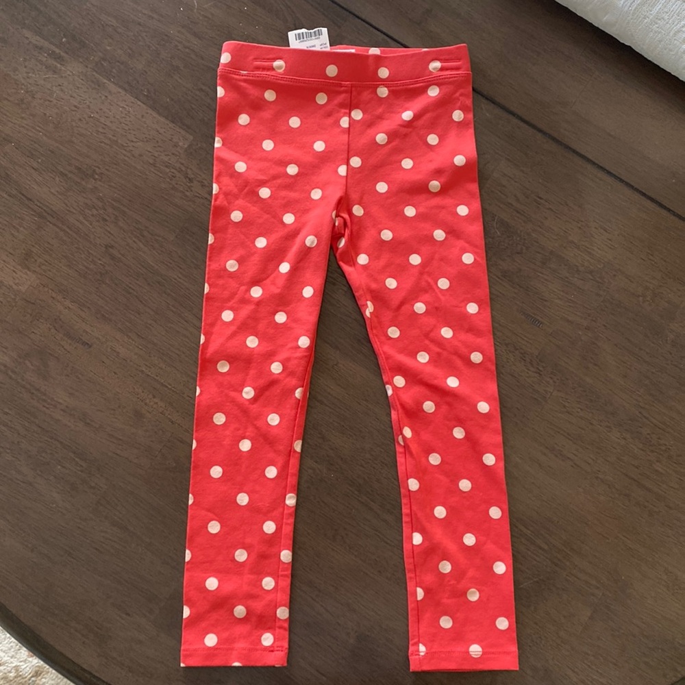 New J.Crew Crewcuts size 4/5 red/off white polka dot leggings
